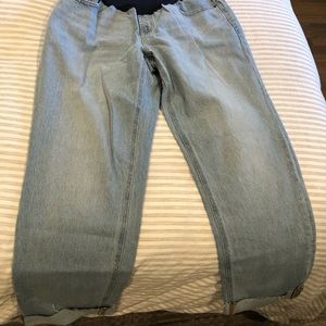 Maternity Full Panel Slouchy Straight Cut-Off Jeans